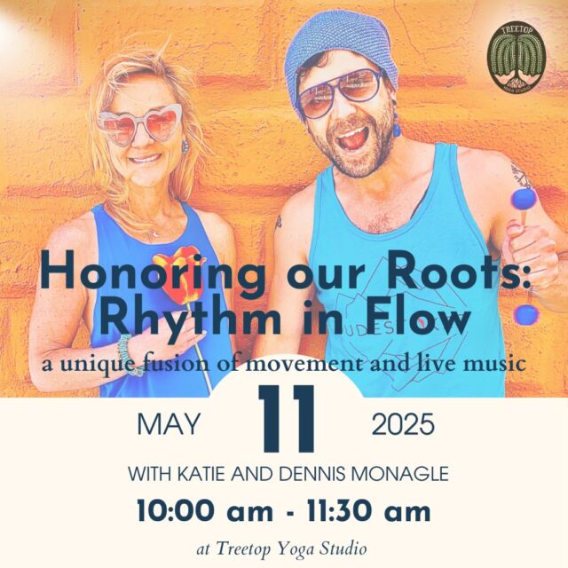 Join us for a special Sunday practice that honors all forms of nurturing energy in our lives. Whether celebrating connections, processing loss, or simply seeking restoration, this rhythm and flow class creates space for both celebration and reflection during this meaningful spring weekend.

Instructor @katieschroederbeing  and local musician @d_monagle  offer their signature experience, Rhythm in Flow.

Move through a liberating Vinyasa Flow, guided by Katie's masterful cues, while Dennis creates an immersive soundscape with a variety of instruments, including djembe, didgeridoo, cajón, vocals, and more. The rhythm will guide your breath, deepen your practice, and elevate your spirit.

The class culminates with deep relaxation, as Katie leads you into restorative poses and Dennis envelops you in the healing tones of a sound bath, leaving you feeling refreshed and rejuvenated.